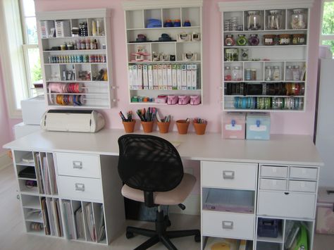 . Organised Housewife, Dream Craft Room, Craft Room Design, Scrapbook Room, Craft Area, Office Crafts, Hobby Room, Craft Room Storage, Craft Room Office