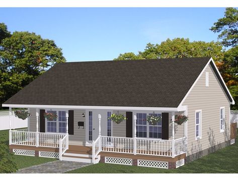 078H-0079: Ranch House Plan Features a Safe Room Bathroom Simple Ranch House Plans, Vacation House Plans, Small Country Homes, Building A Porch, Cottage Style House Plans, Small House Floor Plans, Country Cottage Decor, Cottage Style Homes, Cottage Home