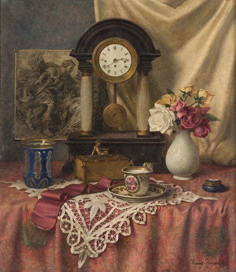 https://flic.kr/p/26he7Dh | Franz Krischke - Still Life | Franz Krischke (Becke, 1885 - Vienna, 1960) was a Hungarian born painter of still life. [Palais Dorotheum, Prague - Oil on cardboard, 56 x 50 cm] Romantic Paintings, Music Box Vintage, Allah Wallpaper, Andrew Wyeth, Still Life Art, Antique Wall Clock, Vincent Van Gogh, Classic Art, Be Still