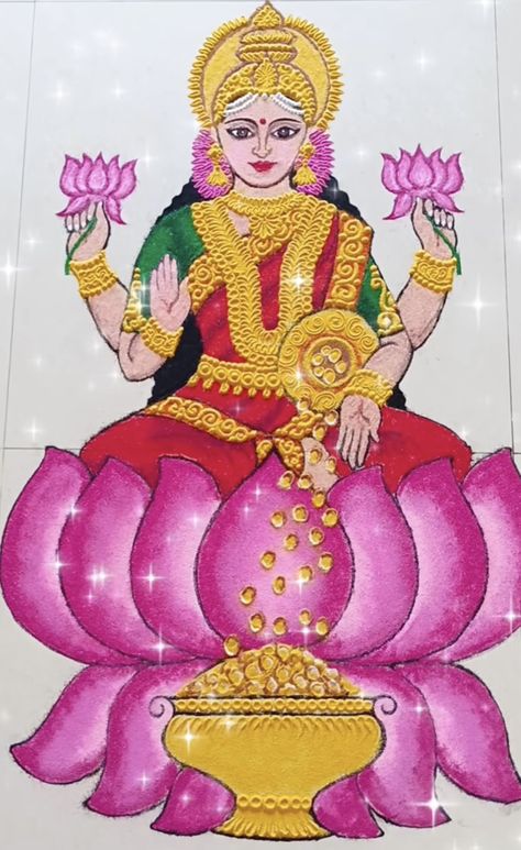 Lakshmi Ma Rangoli, Lakshmi Mata Rangoli Design, Lakshmiji Rangoli Design, Laxmi Maa Rangoli, Laxmi Pujan Rangoli Design Simple Latest, Laxmiji Rangoli Designs, Vaghbaras Rangoli, Laxmi Mata Rangoli Designs, Laxmi Ji Rangoli