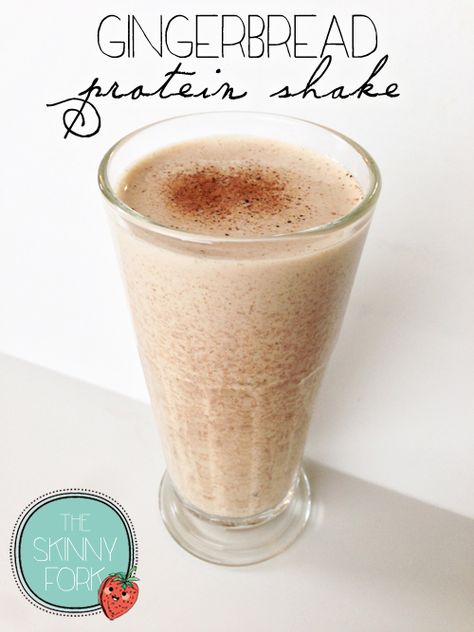 Gingerbread Protein Shake - Shaking it up holiday style! Under 225 calories for a spiced up gingerbread shake. The perfect fall and winter breakfast! Gingerbread Protein Shake, Arbonne Shakes, Morning Protein Shake, Gingerbread Protein, Arbonne Cleanse, Food Polls, Isagenix Shakes, Pancakes Protein, Protein Shakes Recipes