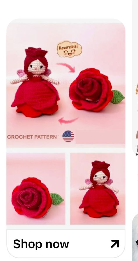 Crochet Rose Pattern, Crochet Fairy, Crochet Dolls Free Patterns, Crochet Flower Tutorial, Crochet Rose, Crochet Flower Patterns, Diy Crochet Projects, Flower Fairy, Crochet Doll Pattern