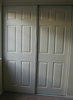 Make the most of your closet -- Replace Sliding Closet Doors with Standard Doors! Replace Sliding Closet Doors, Replacing Closet Doors, Closet Doors Sliding, Diy Closet Doors, Bedroom Closet Doors, Closet Door Makeover, Garage Door Types, Doors Ideas, Sliding Closet