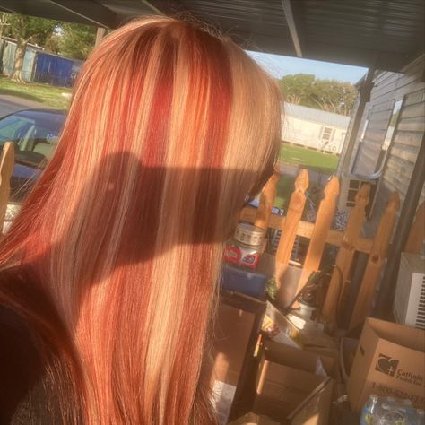 Balayage Hair Red And Blonde, Red Blonde Hair Black Women, Red Orange And Blonde Hair, Red Tinted Blonde Hair, Red N Blonde Hair, Red Hair Streaks Blonde, Copper Red And Blonde Hair Color, Blonde And Red Hair Black Women, Red And Honey Blonde Hair Color