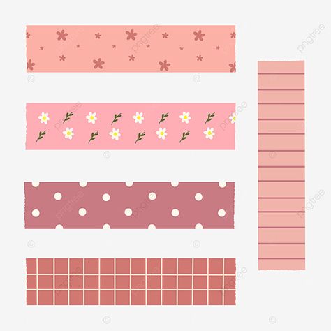 Pink Washi Tape Png, Washi Tape Png, Washi Tape Cute, Tape Png, Pink Scrapbook, Kpop Journal, Paper Plants, Journal Book, Cartoon Background