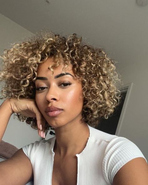 Sasha Ellese, Blonde Highlights Curly Hair, Beyonce Hair, Curly Color, Natural Curly Hair Cuts, Highlights Curly Hair, Nappy Hair, Blonde Curly Hair, Colored Curly Hair