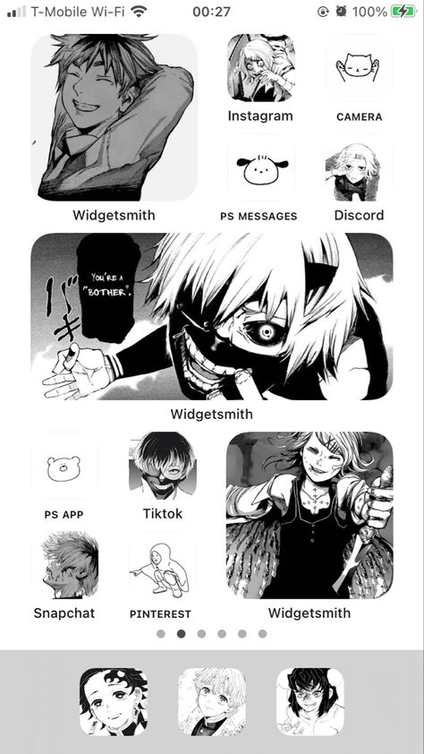 Tokyo Ghoul Phone Theme, Tokyo Ghoul Wallpapers, Ios App Iphone, Android Theme, Aesthetic Ios, Iphone Wallpaper Ios, Iphone Home Screen Layout, Screen Layout, Tokyo Ghoul Kaneki