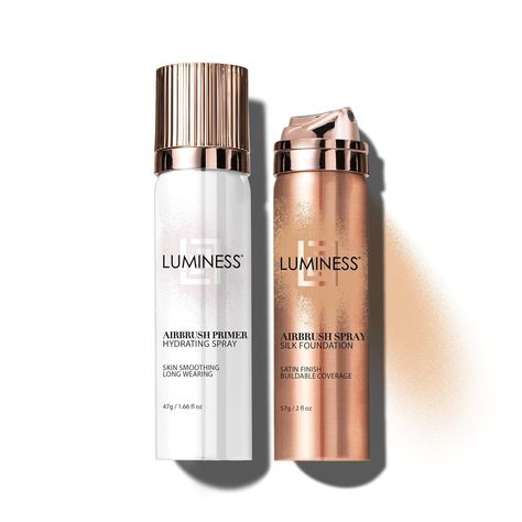 LUMINESS Silk Airbrush Spray Foundation - Full Coverage Foundation - Formula Hydrates & Moisturizes with Hyaluronic Acid, Aloe Vera & Hydrolyzed Silk (Shade - Deep) Spray Foundation, Primer Makeup, Makeup Starter Kit, Prime Skin, Airbrush Foundation, Hydrating Primer, Makeup Spray, Beauty Marketing, Full Coverage Foundation