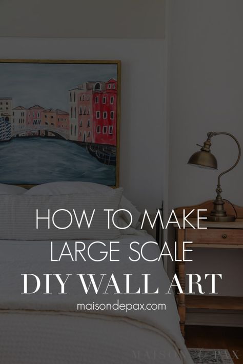 Looking for large canvas wall art? Learn how to create wall decor yourself with this simple tutorial on DIY painting for beginners! Make Your Own Large Wall Art, Diy Painting Large Canvas, Make Large Wall Art, Paint Around Picture On Wall, Painting A Large Canvas, Paint Your Own Artwork Canvases, Abstract Bedroom Wall Art, Create Your Own Artwork, Large Framed Fabric Wall Art