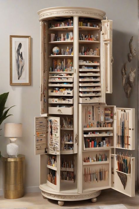 1. Art storage cabinets
2. Art organization
3. Art supplies storage
4. Art studio organization Art Storage Cabinet, Paint Storage Ideas, Art Studio Storage, Revolving Bookcase, Art Cabinet, Favorite Albums, Drawer Storage Unit, Craft Room Design, House Color Palettes