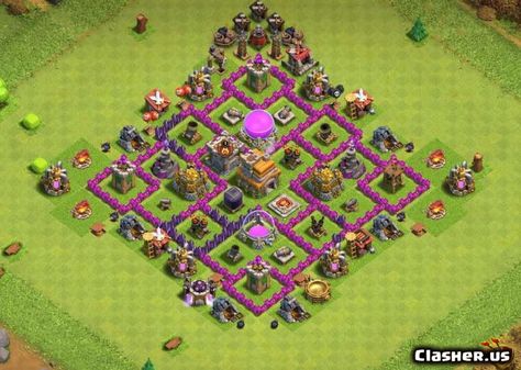 Clash Of Clans Town Hall 7 Base Layout, Clash Of Clans Base Town Hall Level 7, Town Hall 7 Base Layout Defense, Th 7 Base Clash Of Clans, Th7 Base Clash Of Clans, Clash Of Clans Levels, Minecraft Car, Clash Of Clans Game, Trophy Base