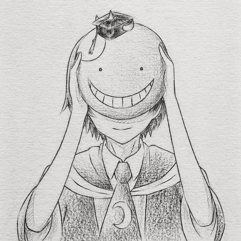 Koro Sensei Drawing, Koro Sensei Face, Koro Sensei, Pencil Art Drawings, Book Art Drawings, Anime Life, Pencil Sketch, Pencil Art, Face Drawing