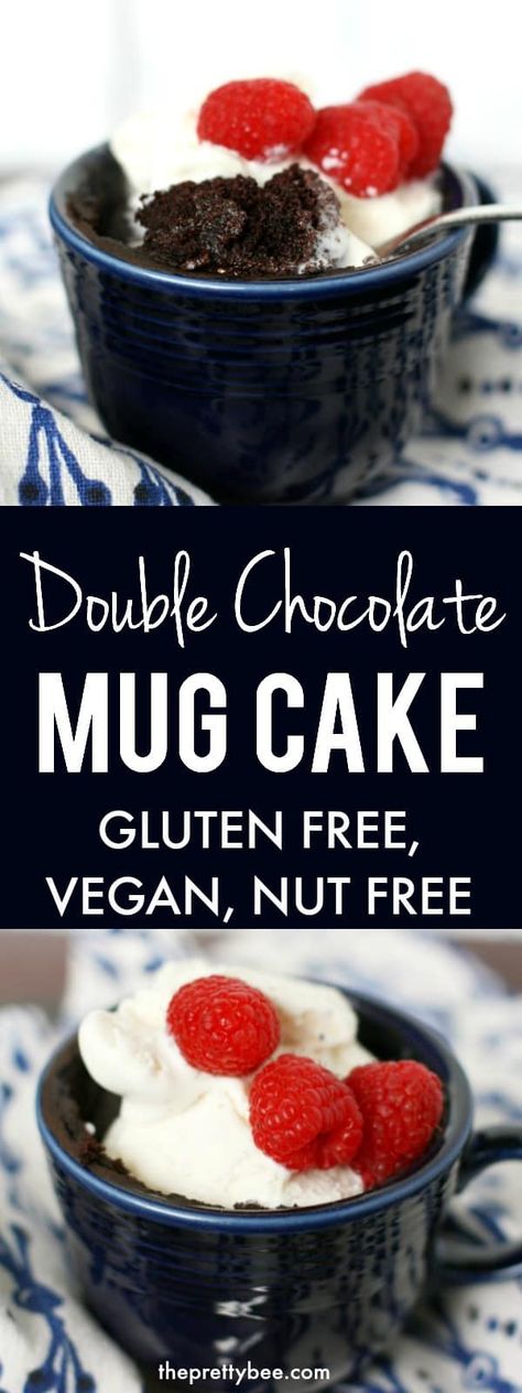 This gluten free and vegan chocolate mug cake is just the thing to make after a long day! Treat yourself with this decadent single serving dessert recipe. #glutenfree #eggfree #vegan #nutfree #dairyfree Dessert Single Serving, Antinflammatory Recipes, Vegan Chocolate Mug Cake, Mug Cake Vegan, Molten Cakes, Mspi Recipes, Paleo Mug Cake, Chocolate Mug Cake, Mug Cakes