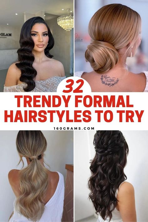 Save this pin for a curated collection of formal hairstyles to elevate your look! From sleek updos to glamorous curls, discover the perfect style to inspire your next elegant ensemble. #FormalHairstyles #HairInspiration #FashionBlog Long Hair Gala Hairstyles, Long Hairstyles For Wedding Guest Classy, Classy Formal Hairstyles For Long Hair, Elegant Hairstyles For Medium Hair Formal, Hairstyles For Deep V Dress Neckline, Hairstyles For Off Shoulder Dress Formal, Formal Curled Hairstyles, Diy Formal Hairstyles For Long Hair, Long Hair Elegant Hairstyles