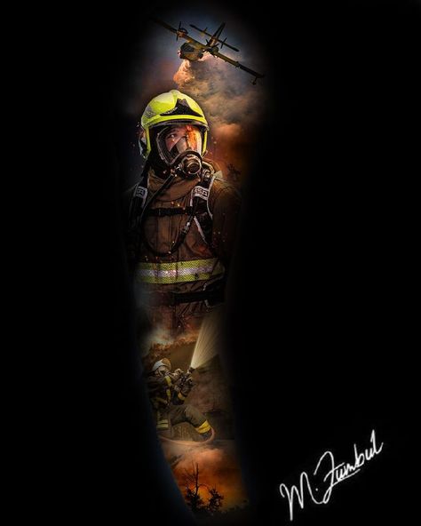 Firefighter Tattoo Sleeve, Fireman Tattoo, Fighter Tattoo, Firefighter Decals, Firefighter Tattoo, Fire Fighter Tattoos, Medical Wallpaper, Tatuaje A Color, Dad Tattoos