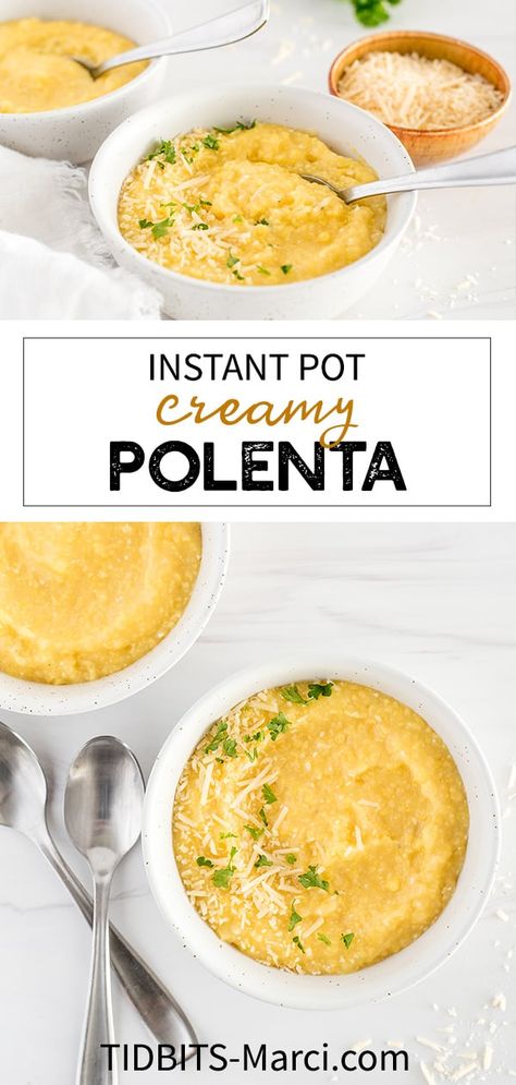 Instant Pot Polenta is super creamy and doesn’t require the endless stirring and babysitting of the traditional stovetop method. Perfect, easy side dish. #instantpot #instantpotpolenta #polenta #easysidedish Easy Polenta, Instant Polenta, Polenta Recipe, How To Cook Polenta, Polenta Recipes, Best Instant Pot Recipe, Healthy Instant Pot Recipes, Easy Side Dish, Instant Pot Dinner Recipes