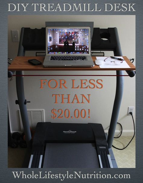 How To Build a Treadmill Desk For Less Than $20.00! DIY Treadmill Desk | WholeLifestyleNutrition.com Treadmill Desk Diy, Diy Treadmill Desk, Diy Treadmill, Treadmill Desk, Desk Diy, Treadmill Workouts, Workout Room, Bookshelf Desk, Diy Artwork