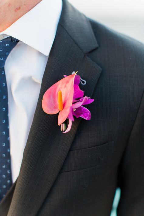 Colorful Wedding Inspiration by Ann Johnson Events — Santa Barbara Wedding Style Orchid Boutonniere, Pink Boutonniere, Exotic Wedding, Tropical Wedding Flowers, Dendrobium Orchids, Orchid Wedding, Santa Barbara Wedding, Pink Orchids, Boutonniere Wedding