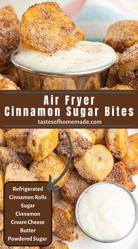 Air Fryer Cinnamon Roll Bites, Cinnamon Roll Bites Recipe, Grand Biscuit Recipes, Cinnamon Roll Bites, Cinnamon Bites, Spring Breakfast, Frozen Dinner Rolls, Pillsbury Cinnamon Rolls, Sweet Morning