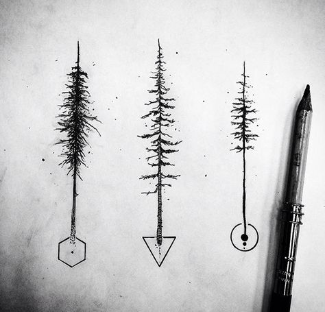 . Pine Tattoo, Forest Tattoos, Tattoo Project, 1 Tattoo, Time Tattoos, Nature Tattoos, Tree Tattoo, Ink Pen, Mini Tattoos