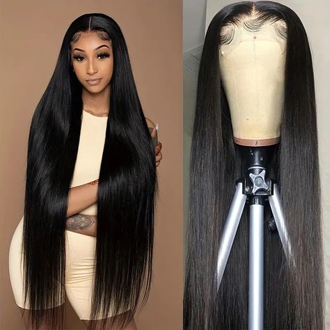 4x4 Transparent Lace Closure Wig Human Hair Wigs For Women 30 Inch Human Hair Wigs Bone Straight Long Straight Wig 30 Inch Black Wig - Beauty & Health - Temu Long Bone Straight Wig, Bone Straight Wig Black Women, Matric Dance Hairstyles, Bone Straight Wig, 4x4 Wig, Bday Shoot, Black Hair Updo Hairstyles, Long Straight Wig, Matric Dance