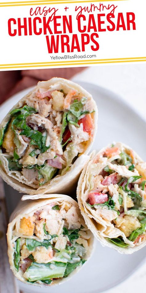 Chicken Caesar Wraps are a fast and easy meal that's kid friendly and delicious. These healthy chicken wraps are perfect for lunch or dinner. Healthy Chicken Wraps, Chicken Wraps Healthy, Plats Healthy, Chicken Caesar, Simple Chicken, Healthy Food Facts, Health Dinner, Lunch Recipes Healthy, Health Dinner Recipes