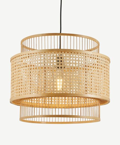 Yen Extra Large Pendant Lamp Shade, Natural Bamboo | MADE.com Bamboo Ceiling, Lampe Diy, Dining Table Lamps, Bamboo Lamp, Table Lamps Living Room, Rattan Pendant Light, Bamboo Pendant Light, Pendant Light Shades, Pendant Lamp Shade