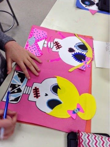 Art at Becker Middle School: Day of the Dead Calaca Collage Collaboration Day Of The Dead Arts And Crafts For Kids, Day Of The Dead Art Projects, Frida Kahlo Art Projects Middle School, Day Of The Dead Box Project, Day Of The Dead Elementary Art, Art Rubric, Hispanic Art, Halloween Art Projects, Toddler Art Projects