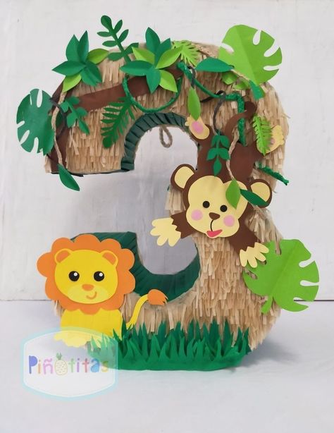 Safari Pinata, Animal Theme Birthday, Wild Birthday Party, 1st Birthday Girl Decorations, Lion Birthday, Jungle Theme Birthday, Jungle Birthday Party, Safari Theme Birthday, Simple Birthday Decorations