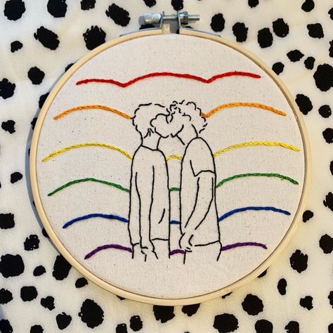 Queer Embroidery, Pride Embroidery, Gifts Crochet, Chicano Style Tattoo, Queer Art, Embroidery Hoop Art, June 19, Clothing Hacks, Hoop Art