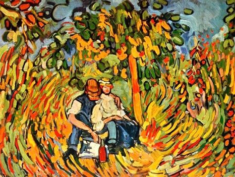 Maurice de Vlaminck, " La Partie de campagne", 1905. Fauve en diable !  #Vlaminck #MauricedeVlaminck #Art1905 #Art #Artmoderne #Peinture Tribute to #yoyomaeght Fauvist Art, Maurice De Vlaminck, Fauvism Art, Andre Derain, Raoul Dufy, Great Works Of Art, Impressionist Artists, Fauvism, Post Impressionism