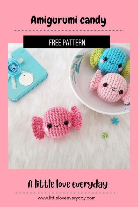 Amigurumi Pattern Beginner, Crochet Projects Amigurumi Free, Cute Simple Amigurumi, Crochet Candies Free Pattern, Crocheted Keychain Patterns Free, Amigurumi Candy Free Pattern, Crochet Amigurumi One Color, Simple Amigurumi Free Pattern, Crochet Plushie Beginner