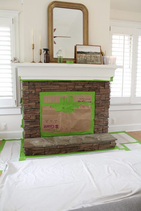 Transforming Your Stone Fireplace: A Guide to Limewashing with Romabio Limewash – Meg Leonard | Design & Lifestyle Co. Painted White Stone Fireplace, Lime Wash Stone Fireplace, Painting Stone Fireplace, Limewash Stone Fireplace, Limewash Fireplace, Romabio Limewash, White Stone Fireplaces, Fireplace Area, Stone Fireplace Makeover