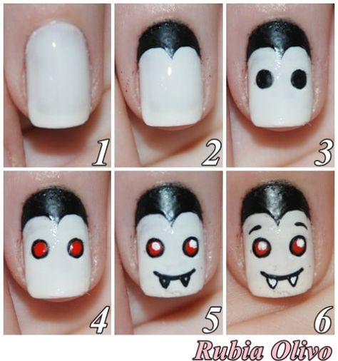 Diy Halloween Nail Art, Halloween Nail Art Tutorial, Halloween Nail Art Easy, Vampire Nails, Makeup Zombie, Halloween Nails Diy, Halloween Nails Easy, Cute Halloween Nails, Holiday Nail Art