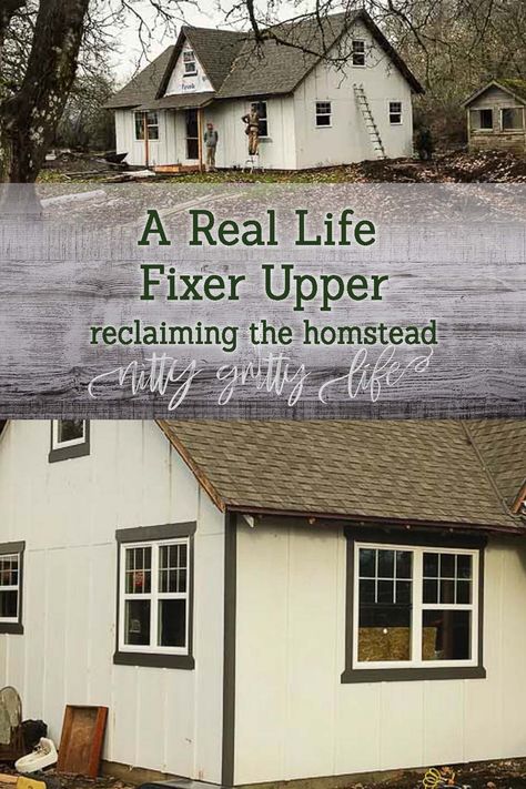 Completely renovating an old home is nothing like you see on HGTV. A real-life version of Fixer Upper is full of hard work and hardship, with hopes of a sweet reward. #fixerupper #renovation #remodel #homestead Farmhouse Outdoor Furniture, Old Farmhouse Remodel, Farmhouse Cottage Plans, Preparedness Ideas, Small Farming, Fixer Upper House, Modern Homesteading, Farmhouse Renovation, Cottage Retreat