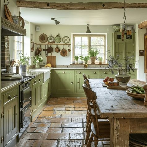 Farmhouse Color Scheme, Country House Kitchen, Country Kitchen Designs, Farm House Colors, French Country Kitchen, House Kitchen, Cottage Kitchen, English Countryside, Wood Kitchen