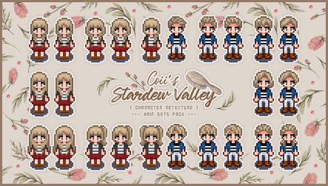 Coii's Hair Sets Pack at Stardew Valley Nexus - Mods and community Hair Sets, Stardew Valley Tips, Stardew Valley Farms, Mod Hair, Farm Layout, Character Creator, Games Images, Hair Setting, Stardew Valley