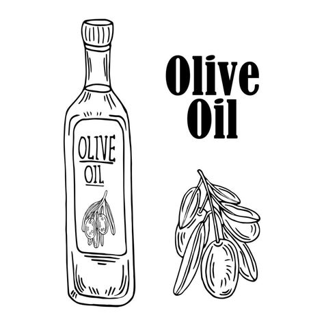 Olive oil bottle with branch isolated on white background Olive Oil Drawing, Olive Oil Tattoo, Olive Oil Bottle, Bottle Drawing, Project Board, Olive Oil Bottles, Clipart Black And White, Background Background, Background White