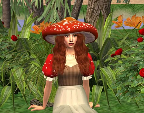 Sims 4 Mushroom Hat, Sims 4 Mushroom, Fairy Medieval, Around The Sims 4, Sims 2 Clothes, Game Textures, A Lot Of Hair, Fairies And Elves, Sims 2 Mods