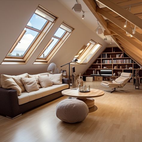 Attic Interior Design, Attic Living Room, Small Attic Room, Attic Bedroom Designs, Attic Room, Small Attic, Attic Conversion, Attic Design, Attic Apartment