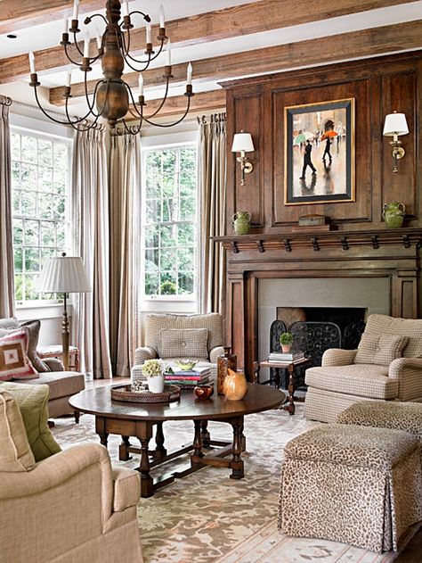 Living Room Traditional Southern, Neutral Family Room, Traditional Living, Living Room Remodel, Traditional Living Room, Fireplace Surrounds, Beautiful Interiors, Traditional Decor, Traditional House