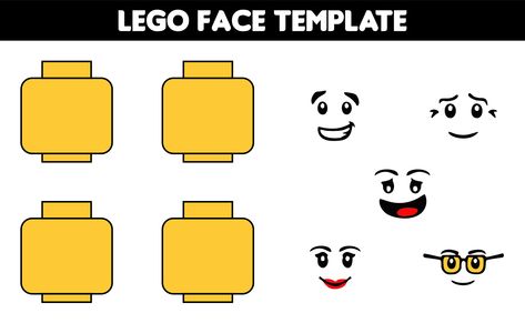 Lego Faces Svg, Lego Faces Printable, Drawing Facial Features, Lego Faces, Mask Template Printable, Eyebrow Template, Printable Masks, Face Template, Practice Drawing