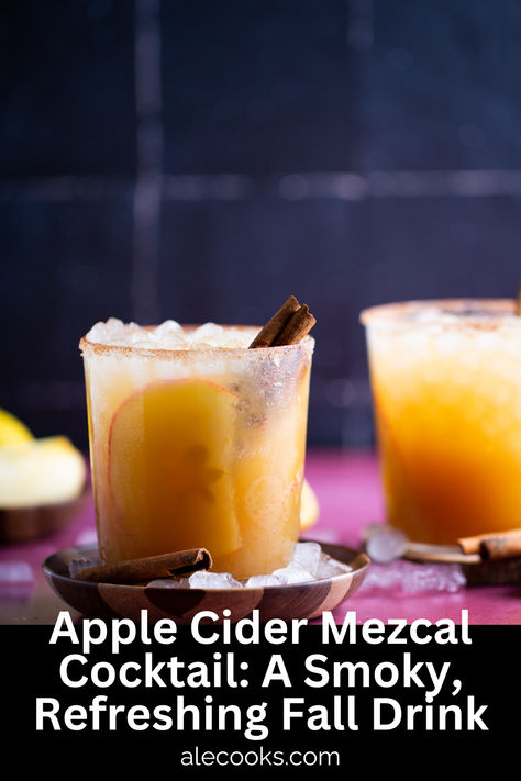 apple cider mezcal drink Fall Mezcal Cocktails, Mezcal Margarita, Apple Cider Cocktail, Apple Cocktail, Mezcal Cocktails, Fall Drink, Cider Cocktails, Crisp Apple, Hot Apple Cider