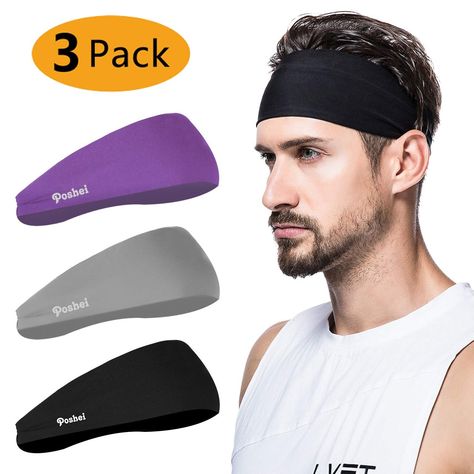 poshei Mens Headband, Mens Sweatband and Sports Headband for Running, Crossfit, Cycling, Yoga, Basketball - Stretchy Moisture Wicking Unisex Hairband *** Visit the image link more details. (This is an Amazon affiliate link) Mens Headband, Headbands For Men, Sweat Headbands, Run Cycle, Sports Headband, Headband Men, Racquetball, Sports Helmet, Tennis Racquets