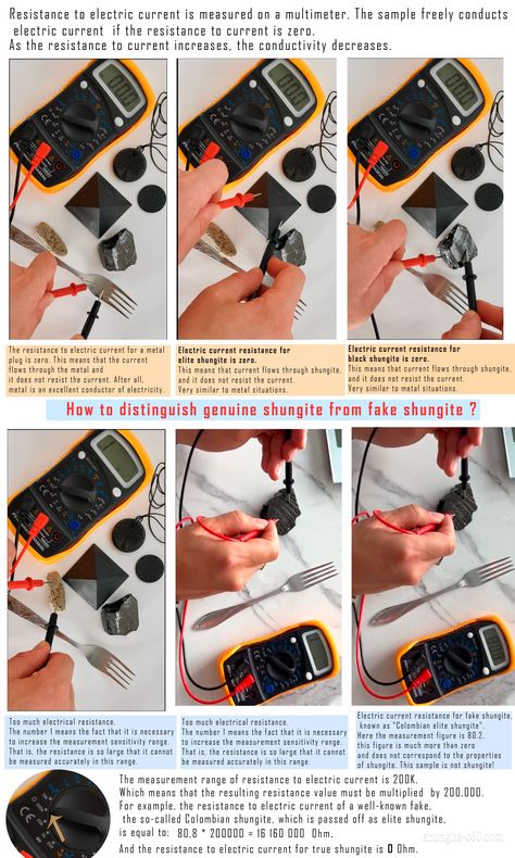 How to distinguish genuine shungite from fake shungite? Measurement of the electrical conductivity of real shungite and fake shungite, which is also called Colombian elite shungite. You will learn that only real shungite conducts electricity. This means that shungite has zero resistance to electric current. And vice versa, fakes that pass for shungite are highly resistant to current, they are not shungite. Often fakes are anthracite or other solidified hydrocarbons. Shungite Benefits, Elite Shungite, Shungite Stones, Way Of Life, Food For Thought, Home Remedies, Fossil, Zen, Russia