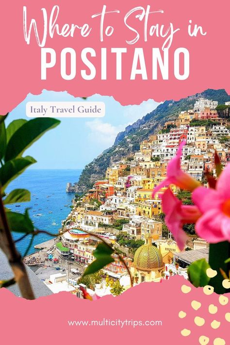 Located along the picturesque Amalfi Coast, the town of Positano, Italy is a prime destination for tourists of all kinds. If this is your first time visiting this beautiful town and not exactly sure where to stay in Positano, this guide will help you decide which neighborhood or area of town you should consider staying in depending on what type of traveler you are. #positano #wheretostayinpositano #besthotelsinpositano #positanoitaly #italytravel #italyitinerary Europe Travel Ideas, Italy Itinerary, Positano Italy, Amalfi Coast Italy, Best Flights, Beautiful Town, Italy Travel Guide, Cities In Europe, European Vacation