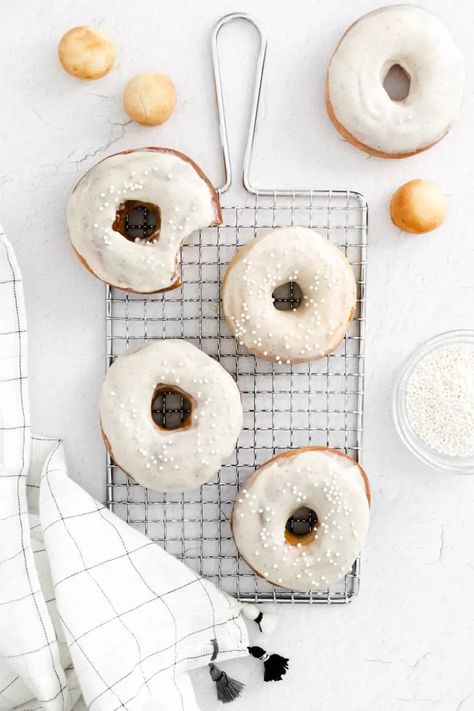 Air Fryer Doughnut Recipe, Donuts From Scratch, Air Fryer Donuts, Food Photography Dessert, Doughnuts Recipe, Doughnut Holes, Vanilla Icing, Donut Holes, Doughnut Recipe