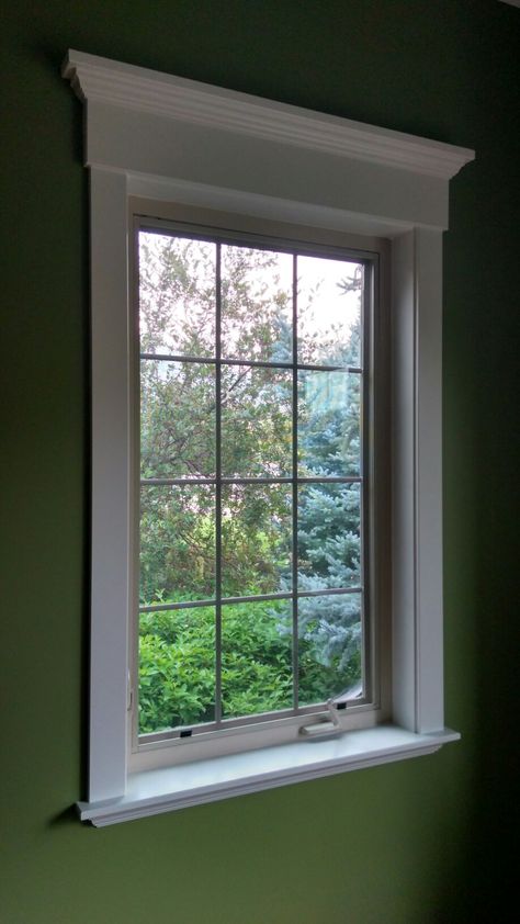 Large Window Trim Ideas Interior, Window Surrounds Interior, Picture Frame Window Casing, Indoor Window Trim, Window Casing Styles, Window Trim Ideas Interior, Trimmed Windows, Brick Tudor, Craftsman Window Trim