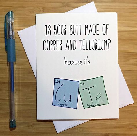 Love Greeting Cards, Punny Cards, Chemistry Humor, Birthday Card Drawing, Romantic Cards, Cards For Boyfriend, Card Anniversary, Diy Gifts For Boyfriend