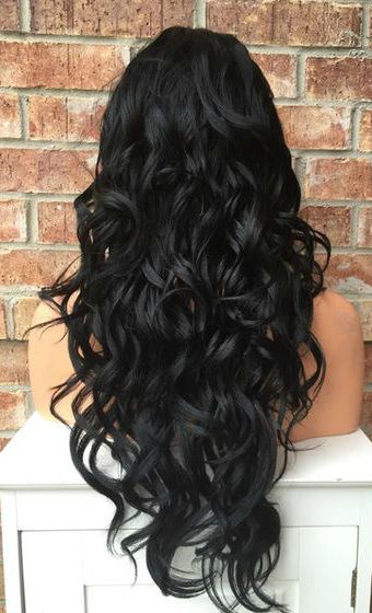 Long Black Curly Hair Loose Waves, Long Black Curled Hair, Black Beach Waves Hair, 2c Black Hair, Jet Black Hair Curly, Black Curled Hair, Black Hair Curled, Curled Black Hair, Long Black Wavy Hair